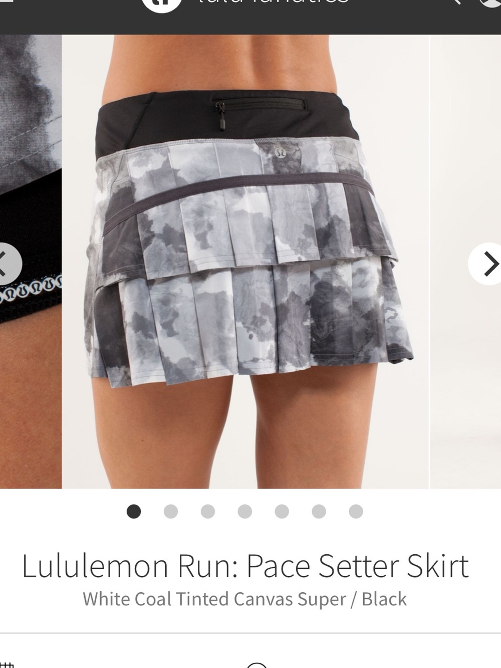 lululemon sz 10 pace setter skirt white coal tinted canvas super black vtg 2012